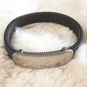 FIRM! Tiffany & Co. Sterling Somerset Mesh ID Bangle Bracelet